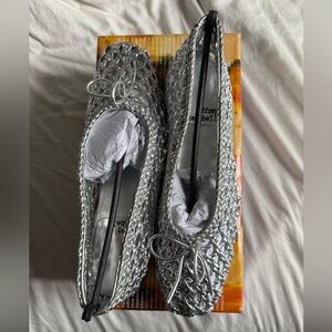 New - Jeffrey Campbell - My Weave Flats -  Silver